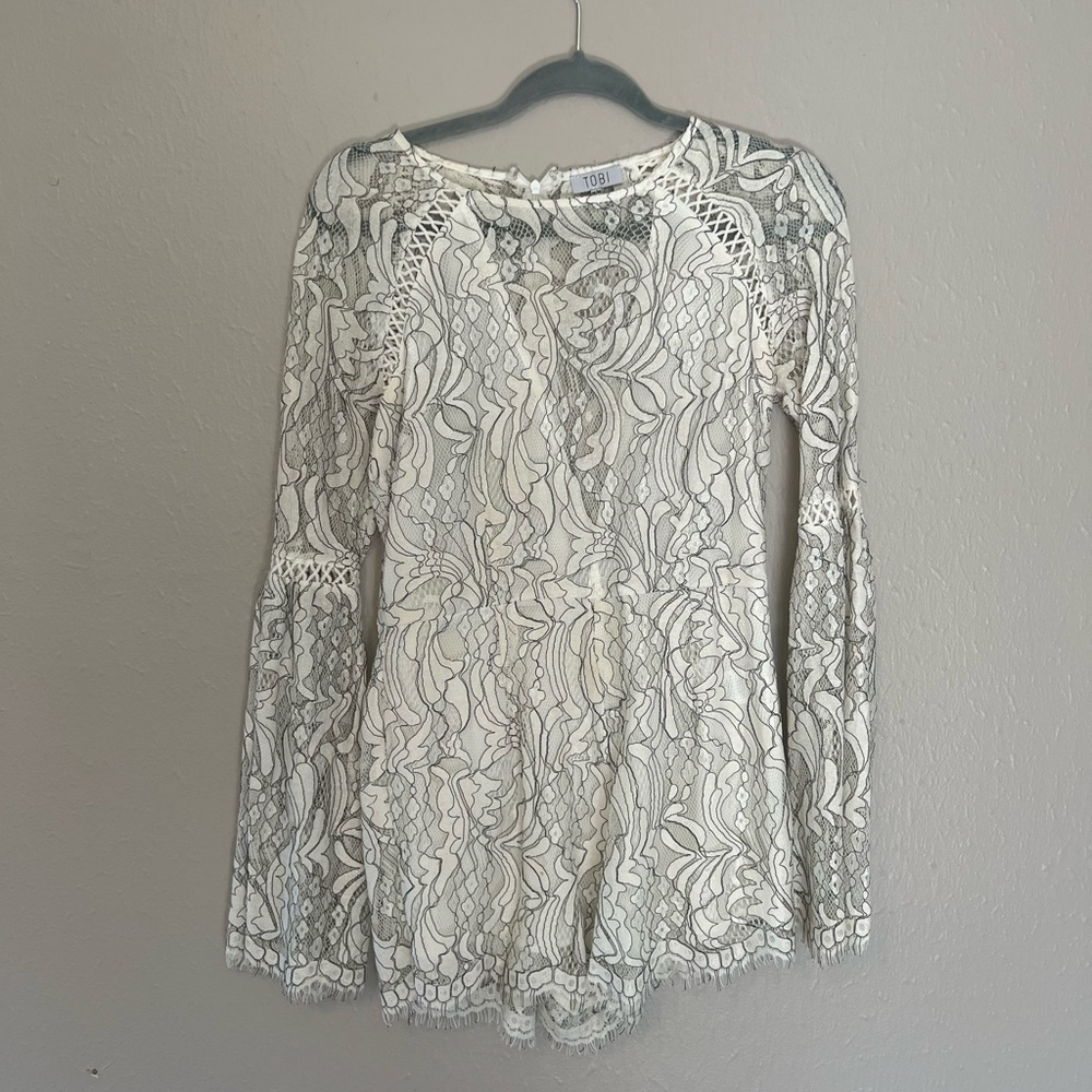 Black and white lace romper